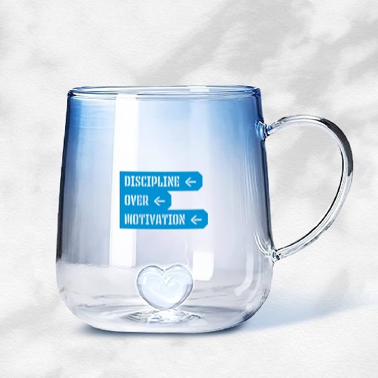 discipline over motivation quote Gradient Glass Mugs