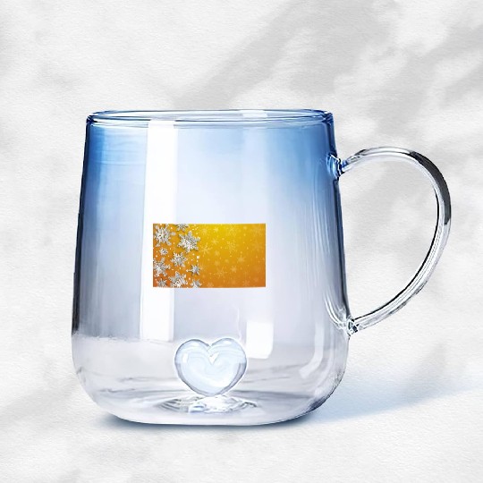 Elegant Christmas Snowflakes Pattern Orange Gradient Glass Mugs