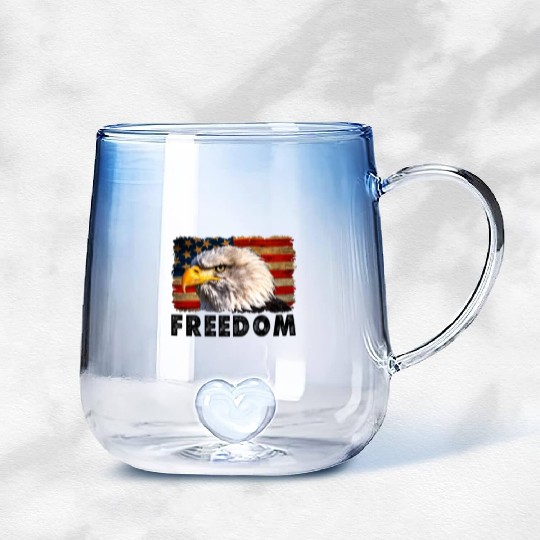 Freedom Gradient Glass Mugs, America Gradient Glass Mugs, 4 th July, Indep