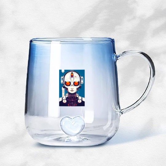 Cyberpunk Chibi Girl Gradient Glass Mugs