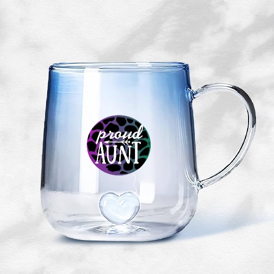 Purple Leopard Proud Aunt Gradient Glass Mugs