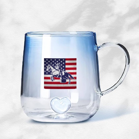 Horse Barrel Racing Gradient Glass Mugs