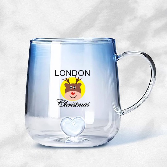 Funny Christmas Rudolph gift for Londoner Gradient Glass Mugs