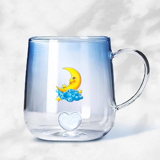 dessin de croissant de lune Gradient Glass Mugs