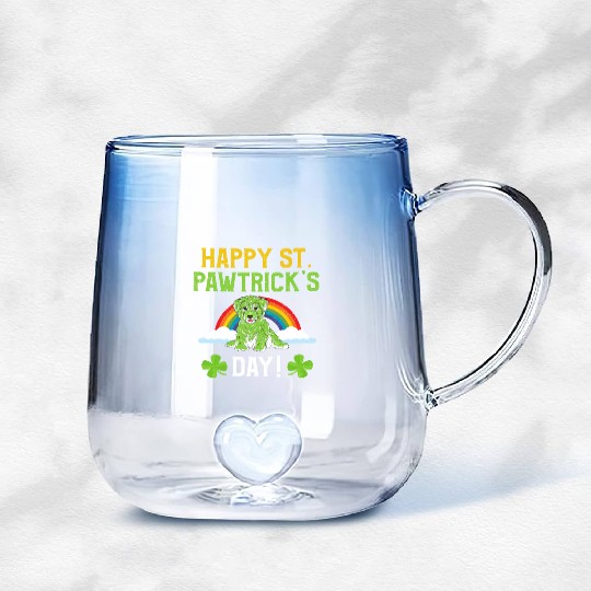 Funny St. Paddy Happy St. Pawtrick's Day Puppy Dog Gradient Glass Mugs