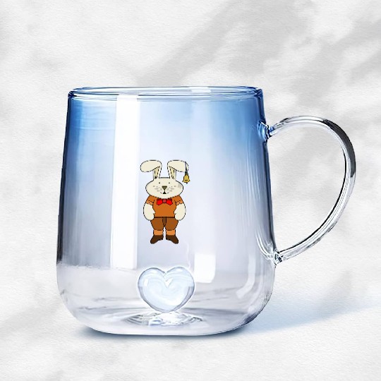 Bunny with a bell in his ear Gradient Glass Mugs