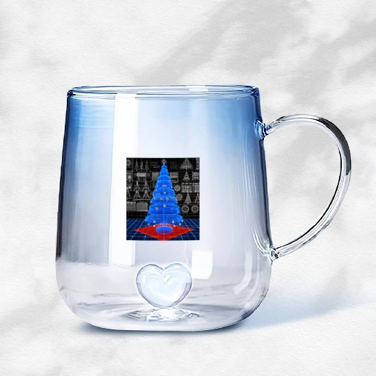 Christmas Blueprint Christmas Tree Blueprint Gradient Glass Mugs