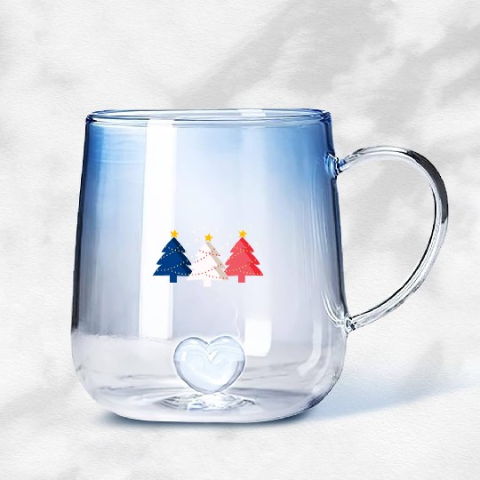 Christmas Tree French Flag France Gradient Glass Mugs
