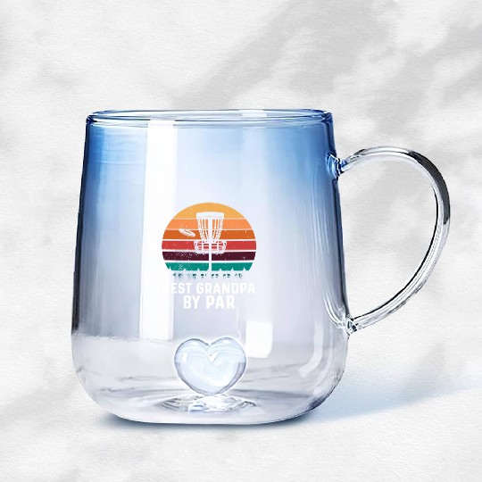 Best Grandpa By Par Father's Day Disc Golf Grandad Gradient Glass Mugs