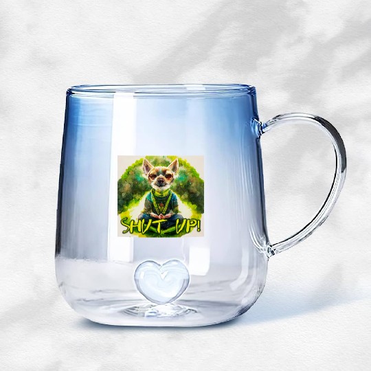 buddhist chihuahua,shut up! Gradient Glass Mugs