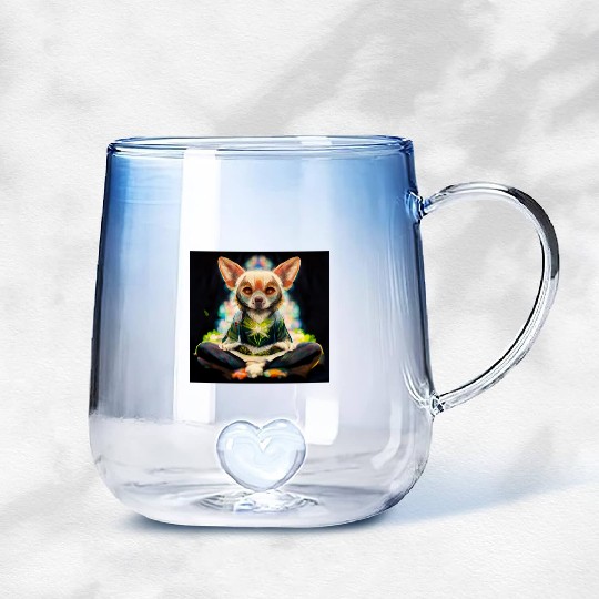 buddhist chihuahua Gradient Glass Mugs