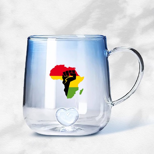 African Black Power Gradient Glass Mugs