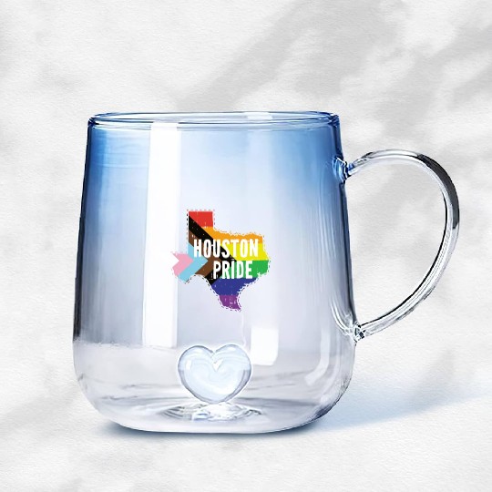 Houston Pride Gay Lesbian Queer Texas Rainbow Flag Gradient Glass Mugs