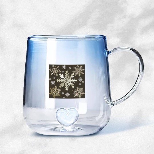 Beige Snowflakes Christmas Pattern Gradient Glass Mugs