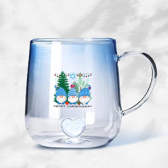 Merry Christmukkah, Jewish Christmas, Hanukkah Gradient Glass Mugs