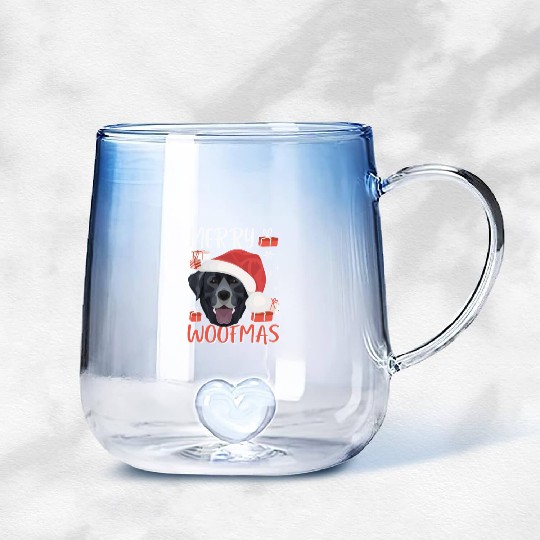 Labrador Merry Christmas Gradient Glass Mugs