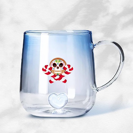 Gingerbread man Sugar Skull decor for Christmas Gradient Glass Mugs