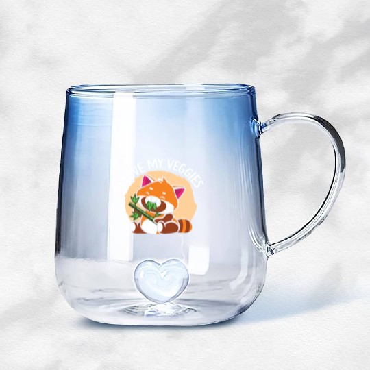 I Love My Veggies Red Panda Bear Whisperer Animal Gradient Glass Mugs