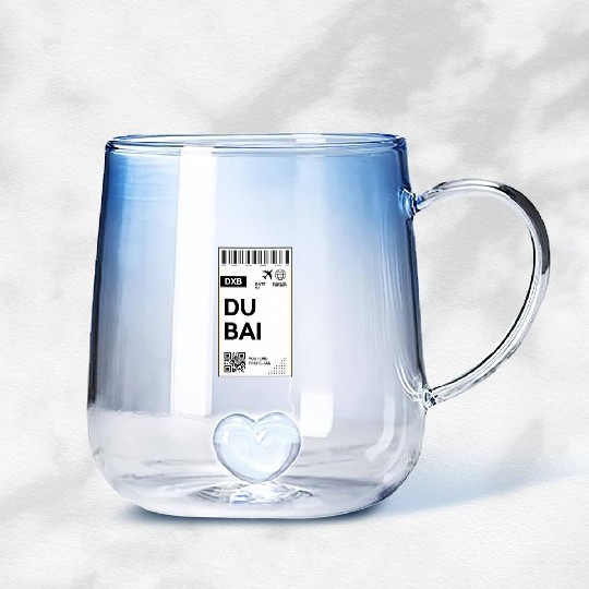 Destination Dubai Airport Travel pass Gradient Glass Mugs