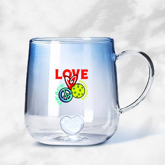 I Love Pickleball Funny Pickle Ball Player Gradient Glass Mugs