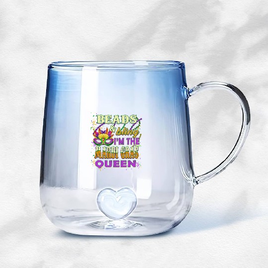 Beads and Bling I'm The Mardi Gras Queen Gradient Glass Mugs