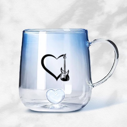 Guitar Heart Guitar Player Bass Guitarist Bass Gui Gradient Glass Mugs