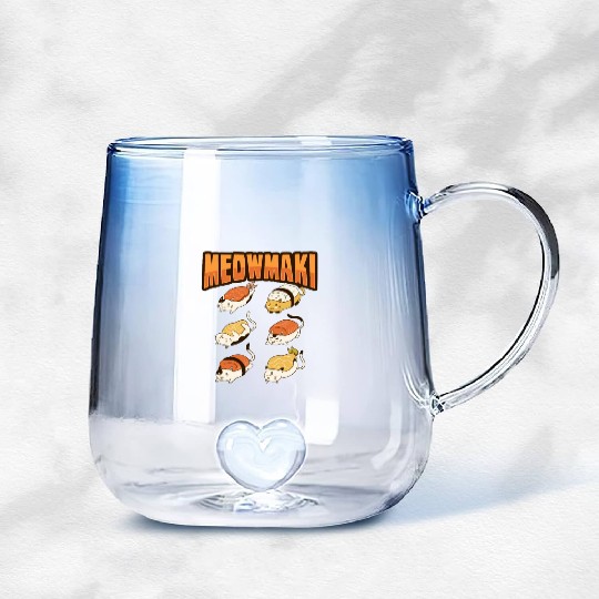 Cat Sushi Meow Design for a Cat Lady or Cat Mom Gradient Glass Mugs