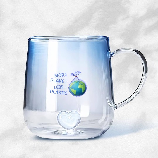 More Planet Less Plastic Eco Friendly Gradient Glass Mugs