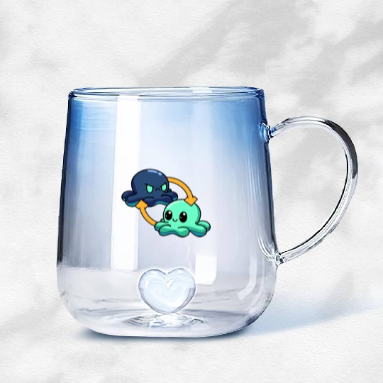 Reversible Octopus Emotional Switch Leisure Gradient Glass Mugs