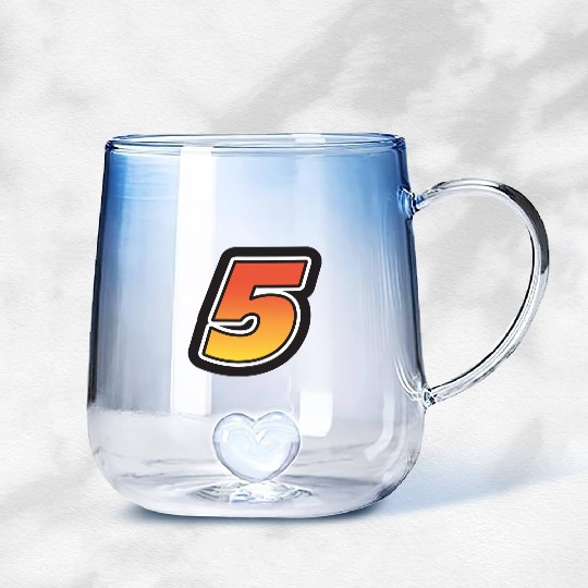 Number Five 5 Gradient Yellow Orange 3 Stroke Gradient Glass Mugs