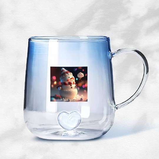 Snowman holding Candy Gradient Glass Mugs