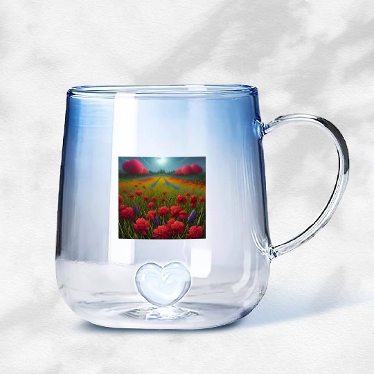 Beautiful Flowers along the Field Road Horizon Gradient Glass Mugs