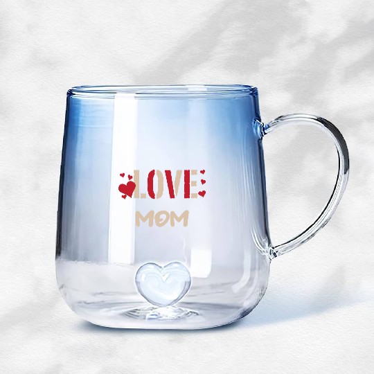 LOVE MOM Gradient Glass Mugs