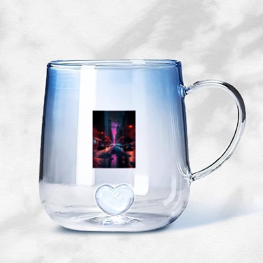 New York Vaporwave Aesthetic Retro Style Love NY Gradient Glass Mugs