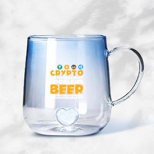The evolution of money bitcoin btc crypto Gradient Glass Mugs