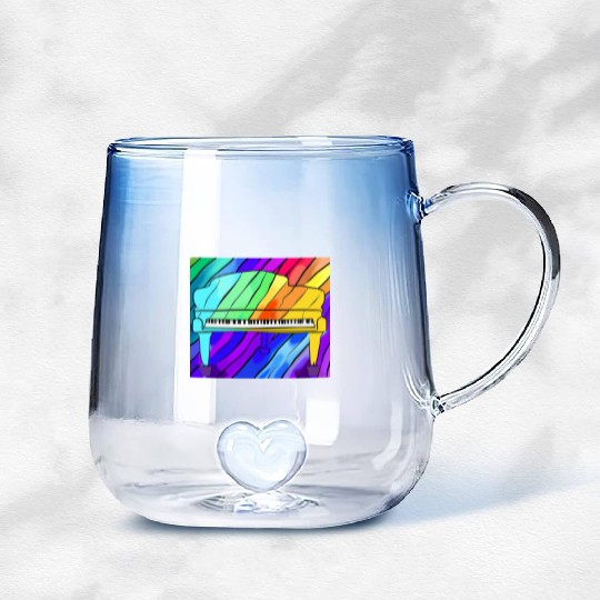 piano in front of a colorful rainbow Gradient Glass Mugs