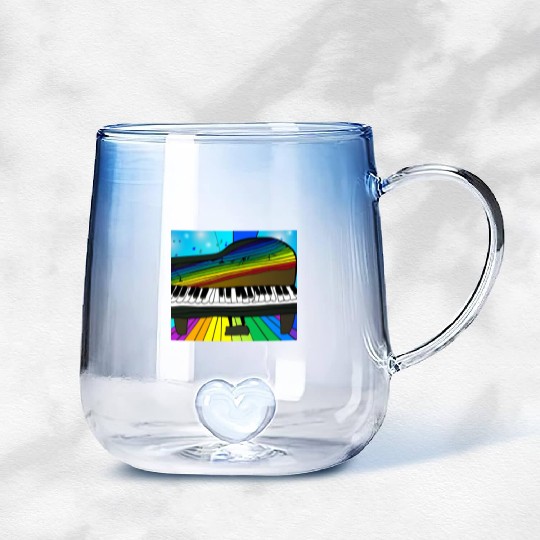piano in front of a colorful rainbow Gradient Glass Mugs
