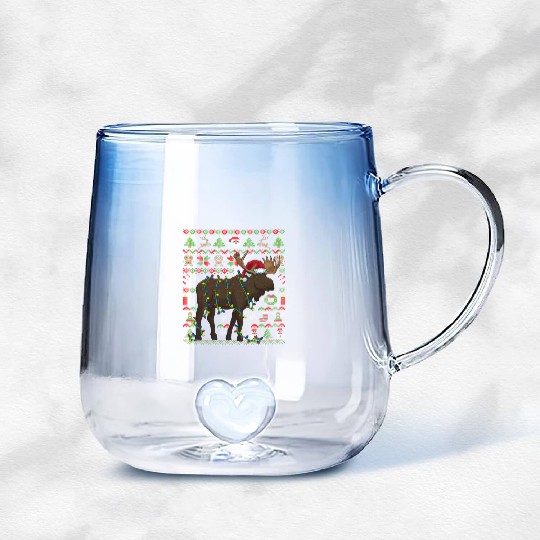 Ugly Christmas Moose Sweden Gradient Glass Mugs