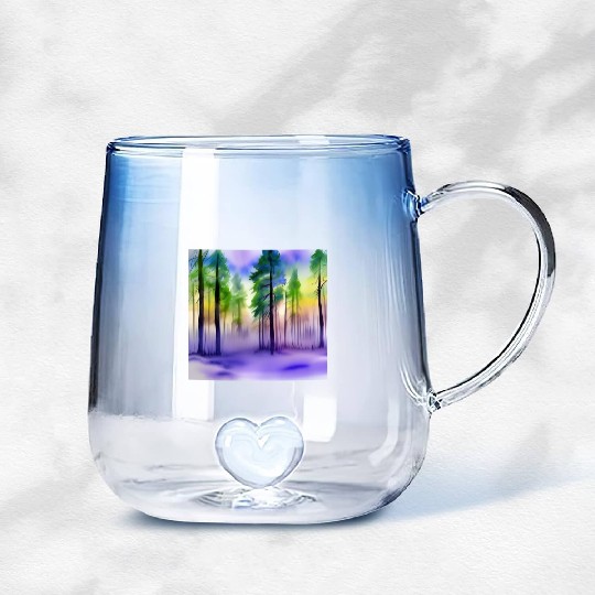 Evening in watercolor forest Gradient Glass Mugs