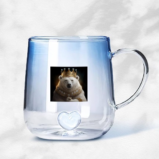 Polar Bear King Gradient Glass Mugs