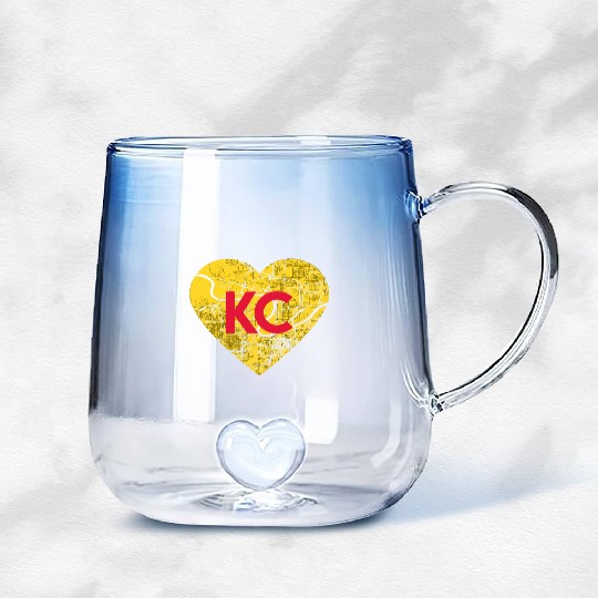 I Love Kansas City Football Kc Heart Map Gradient Glass Mugs
