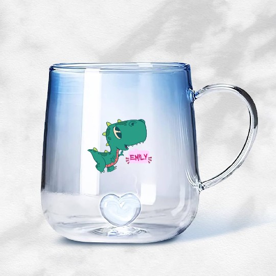 EMILY - Lovely girl name with cute dinosaur Gradient Glass Mugs