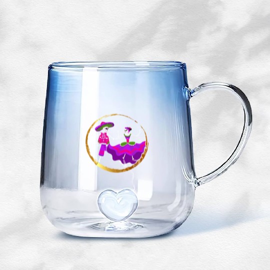 Dia De Los Muertos Gradient Glass Mugs, Ballet Folklorico Sugar
