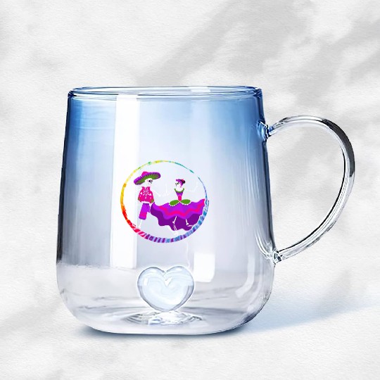 Dia De Los Muertos Gradient Glass Mugs, Ballet Folklorico Sugar
