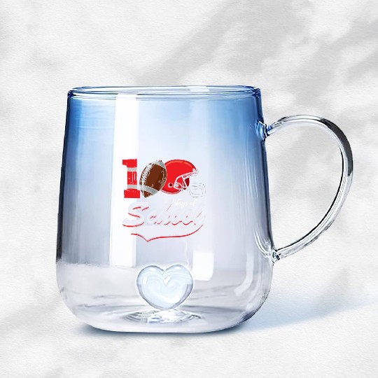 100 Days Of School Rugby Football Sports Athletic Gradient Glass Mugs