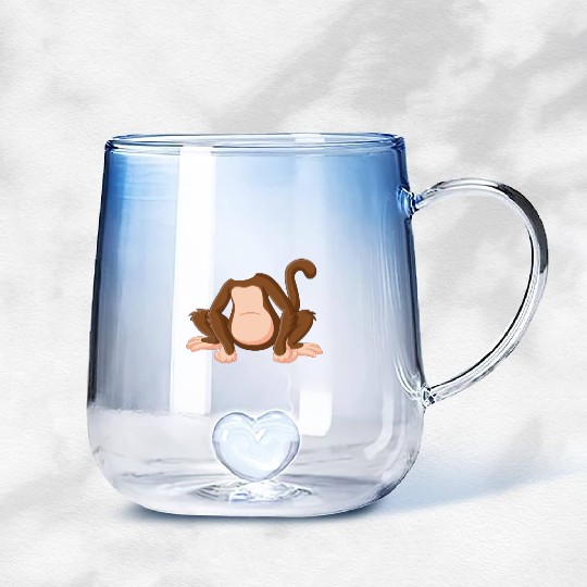 Funny Monkey Chimpanzee - Funny Orangutan Monkey Gradient Glass Mugs