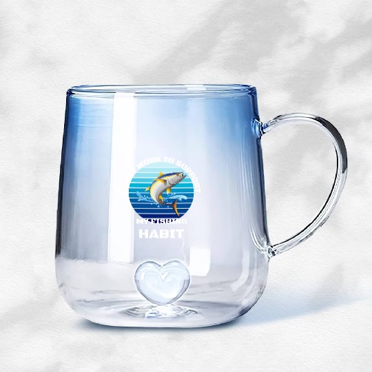 I Only Work To Support My Fishing Habit Gradient Glass Mugs