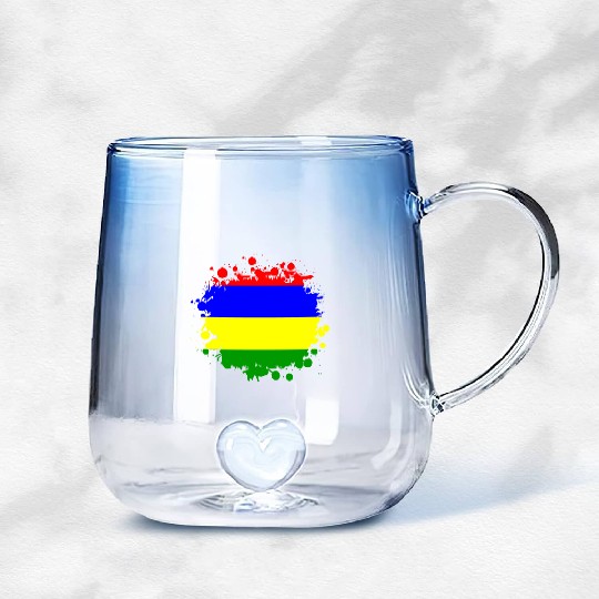 Mauritius blob flag design Gradient Glass Mugs