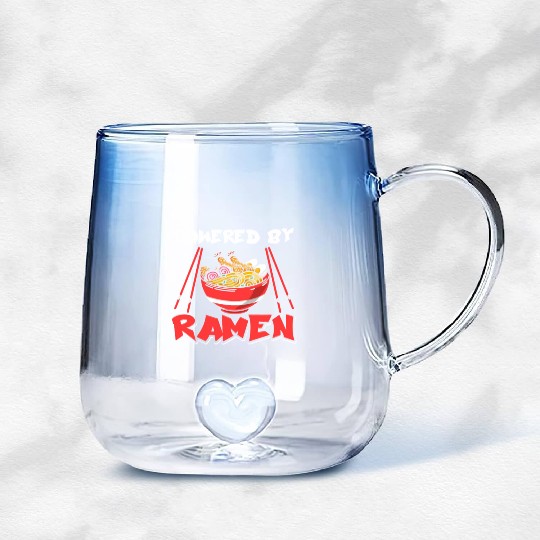 Powered By Ramen Anime Japanese Chopsticks Noodle Gradient Glass Mugs