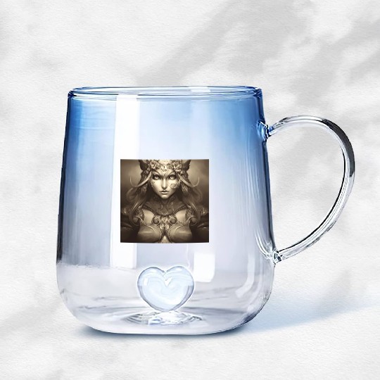 Warrior princess wearing gothic plate dark fantasy Gradient Glass Mugs